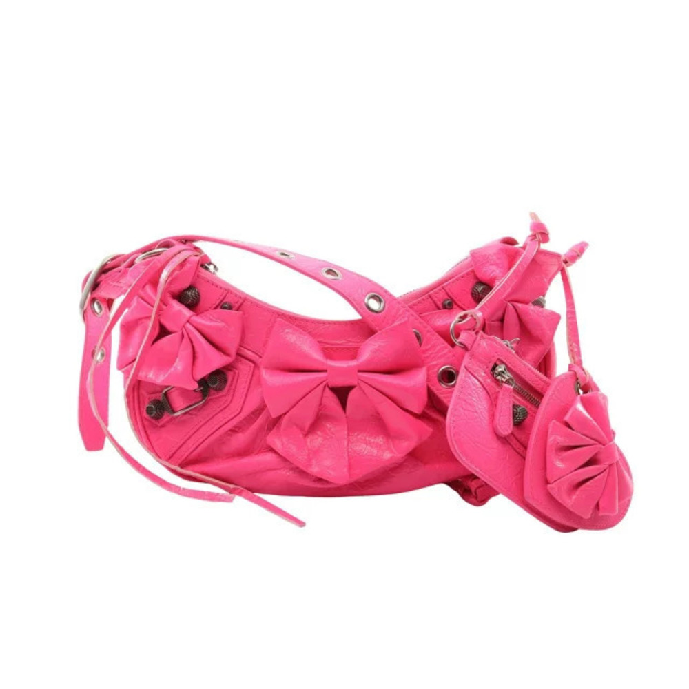 Balenciaga LE CAGOLE Ribbon Shoulder Bag Leather Pink